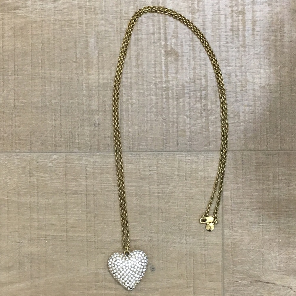 J.Crew Long Crystal Heart Necklace
